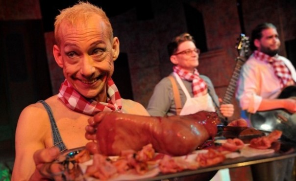 Birdie-Bob Watt puts his best foot forward in the "Donner Party Diner" in Shocktoberfest 16